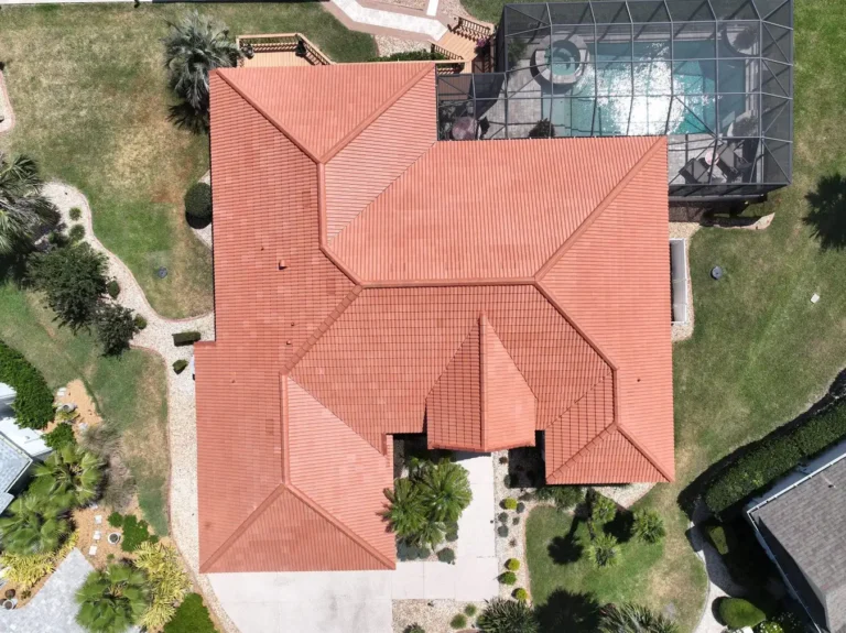 Aerial Red Tile Roof Backyard
