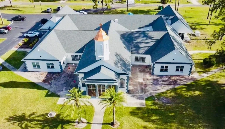 Aerial Shingle Roof Copper Spire