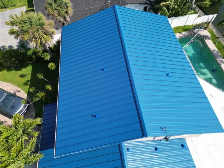 Blue Metal Roof Close Up